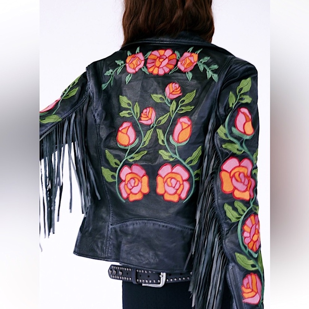 Free People X Mauritius Crissy 100% Leather Fringe Jacket NWT XL SOLD OUT STYLE!